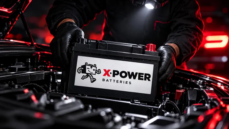 Τεχνικός τοποθετεί νέα μπαταρία XPOWER στο αυτοκίνητο